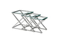 Bella Set of 3 Silver Side Table - Clear Glass V292-ST-BELLA-SO3-SILVERBASE-CLEARGLASS