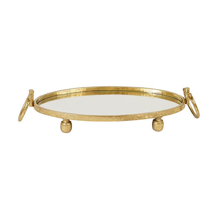 Eliza Oval Iron Mirror Tray with Handles - Gold V292-T-ELIZA-OVAL-GOLD