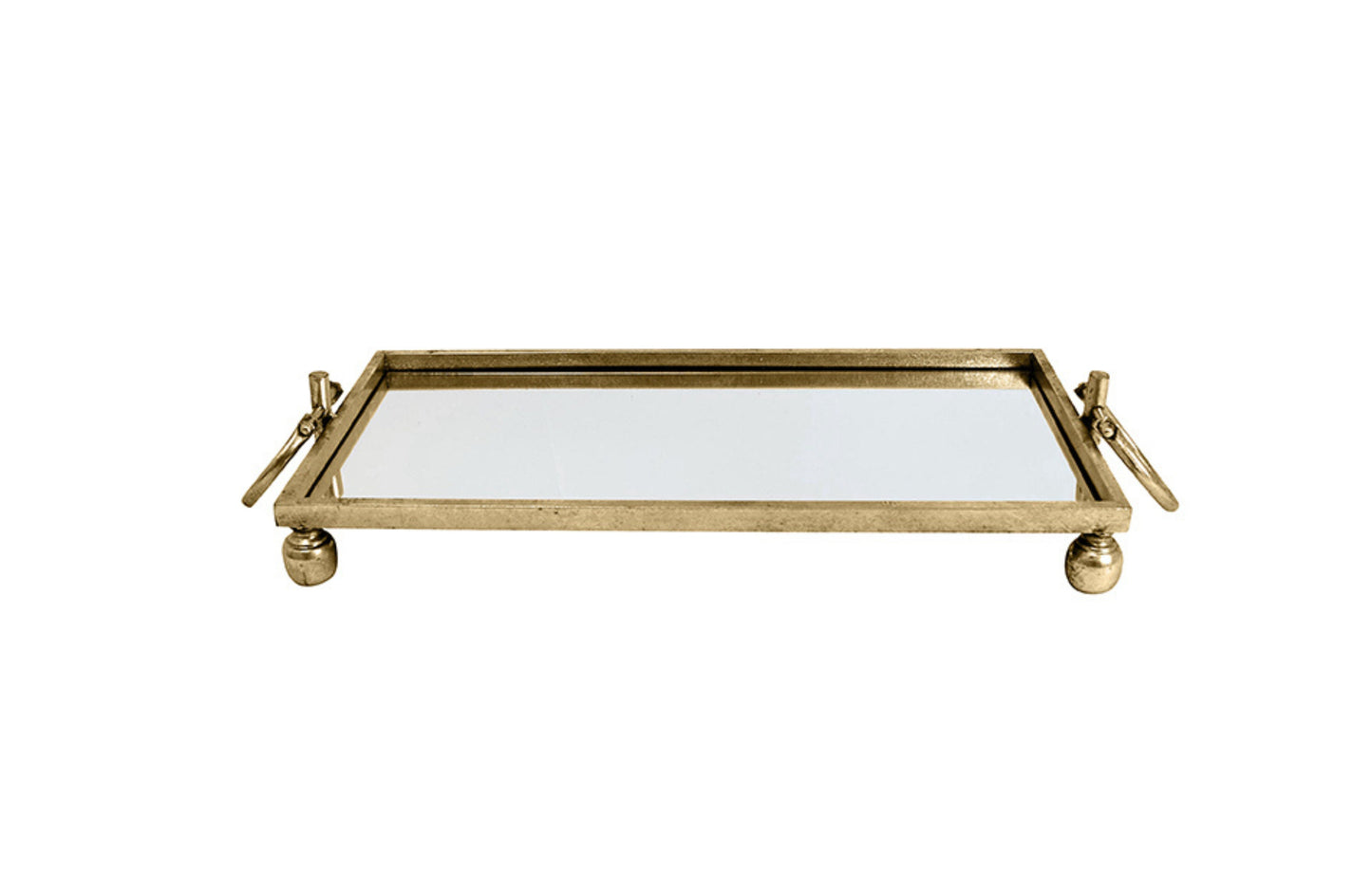 Eliza Small Rectangle Iron Mirror Tray with Handles - Gold V292-T-ELIZA-SMALL-GOLD