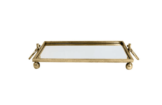 Eliza Small Rectangle Iron Mirror Tray with Handles - Gold V292-T-ELIZA-SMALL-GOLD