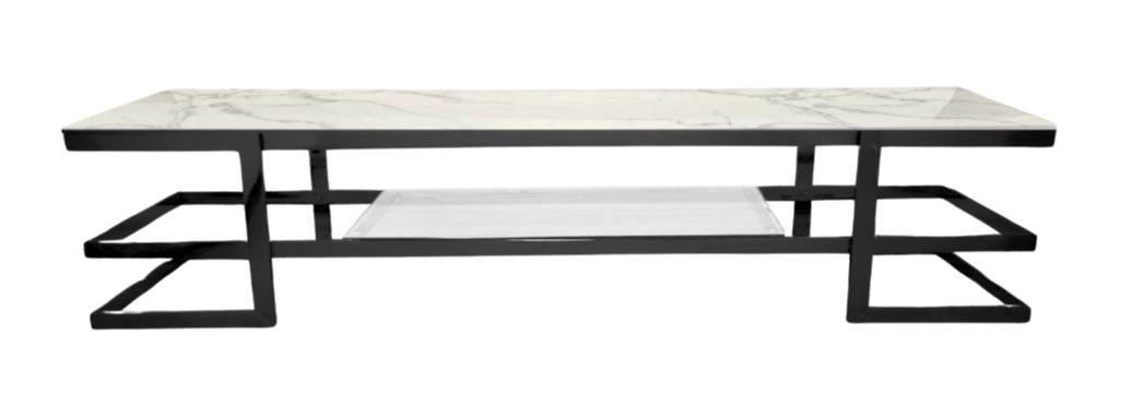 Alexa Black TV Unit - Clear Glass V292-TV-ALEXA-BLACKBASE-CEARGLASS
