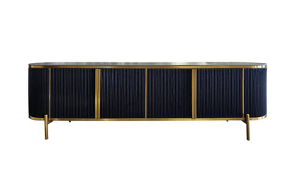 Kingsley TV unit - Black V292-TV-KINSGLEY-BLACKBASE-BLACKMARBLE