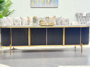 Kingsley TV unit - Black V292-TV-KINSGLEY-BLACKBASE-BLACKMARBLE