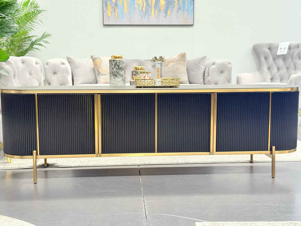 Kingsley TV unit - Black V292-TV-KINSGLEY-BLACKBASE-BLACKMARBLE