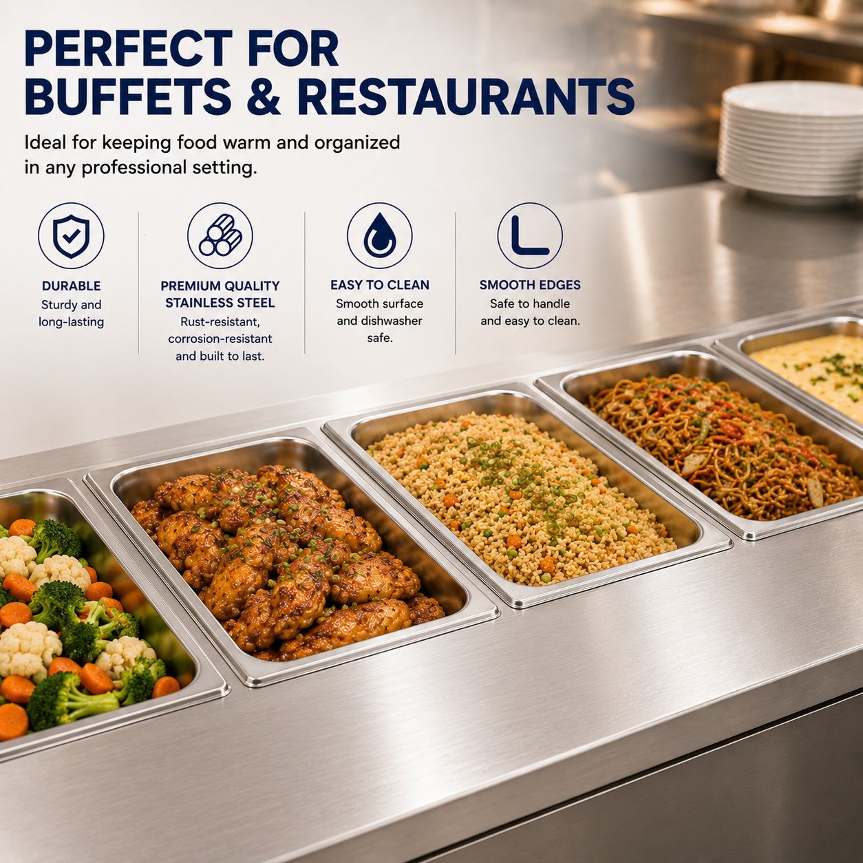 Commercial Stainless Steel GN 1/1 150mm Deep Gastronorm Bain Marie Buffet Steam Table Food Pan