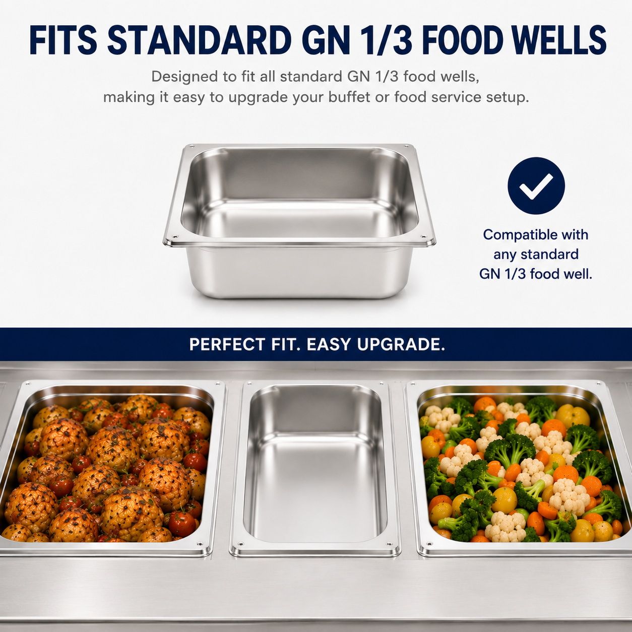 Commercial Stainless Steel GN 1/3 100mm Deep Gastronorm Bain Marie Buffet Steam Table Food Pan