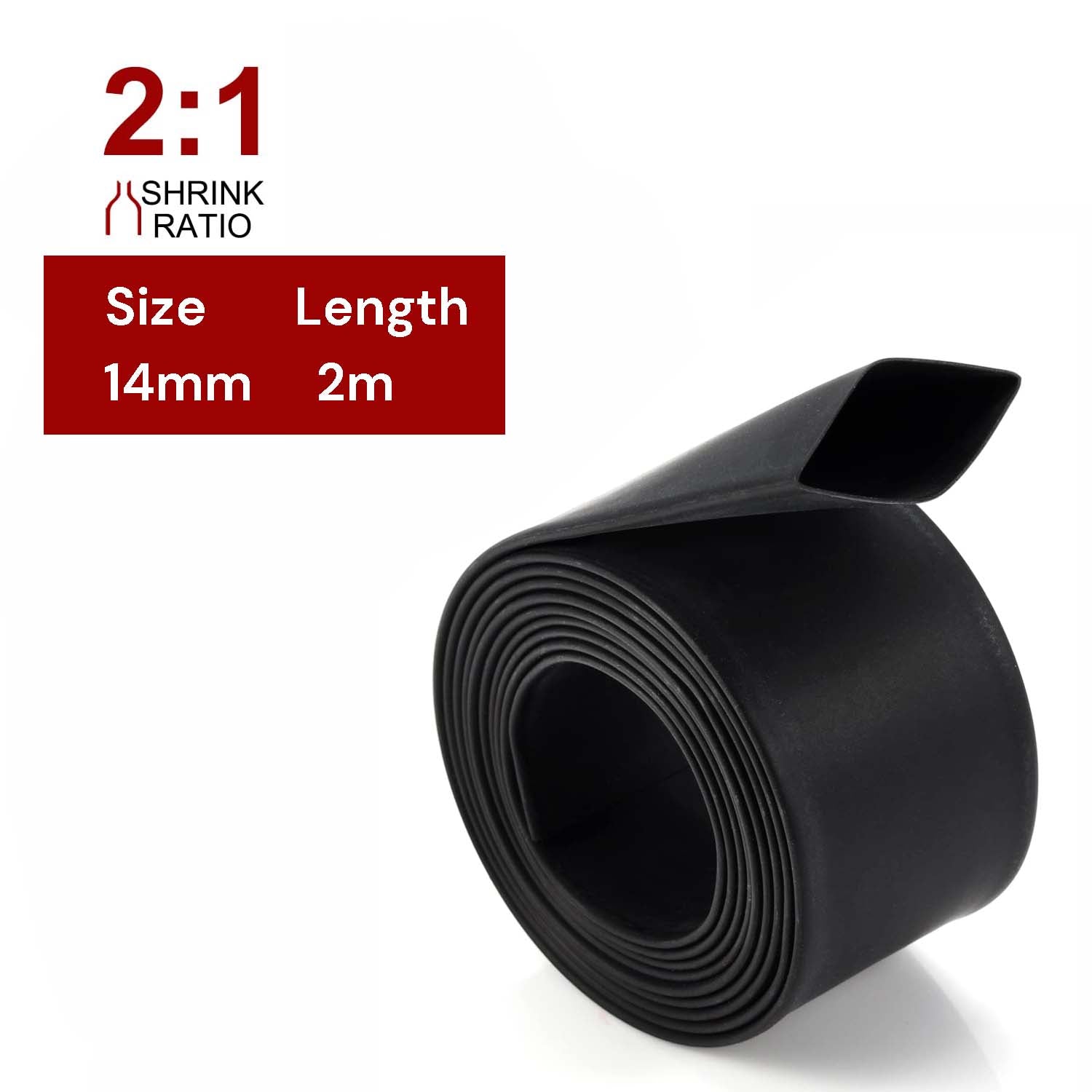 2m Polyolefin Shrink Tube 9/16" (14mm) 2:1 Ratio Heat Shrink Tubing Sleeving Wrap Shrinking V324-14MM-HTSHRINKBK-2M