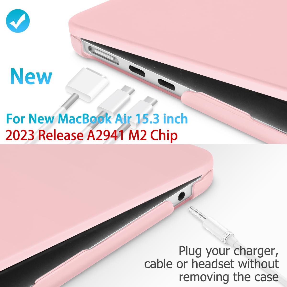15 inch Air 2023 MacBook Air Matte Case A2941 M2 Chip Hard Shell Case Keyboard Cover Sold Pink V324-15AIR-A2941-BPINK