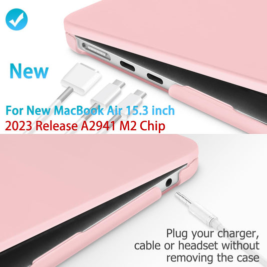 15 inch Air 2023 MacBook Air Matte Case A2941 M2 Chip Hard Shell Case Keyboard Cover Sold Pink V324-15AIR-A2941-BPINK