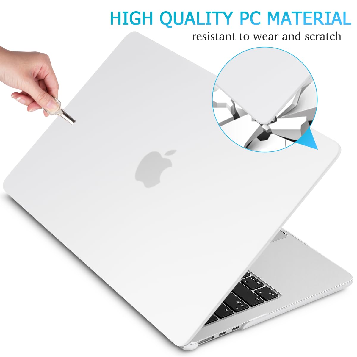 15 inch Air 2023 MacBook Air Matte Case A2941 M2 Chip Hard Shell Case Keyboard Cover White V324-15AIR-A2941-CLEAR