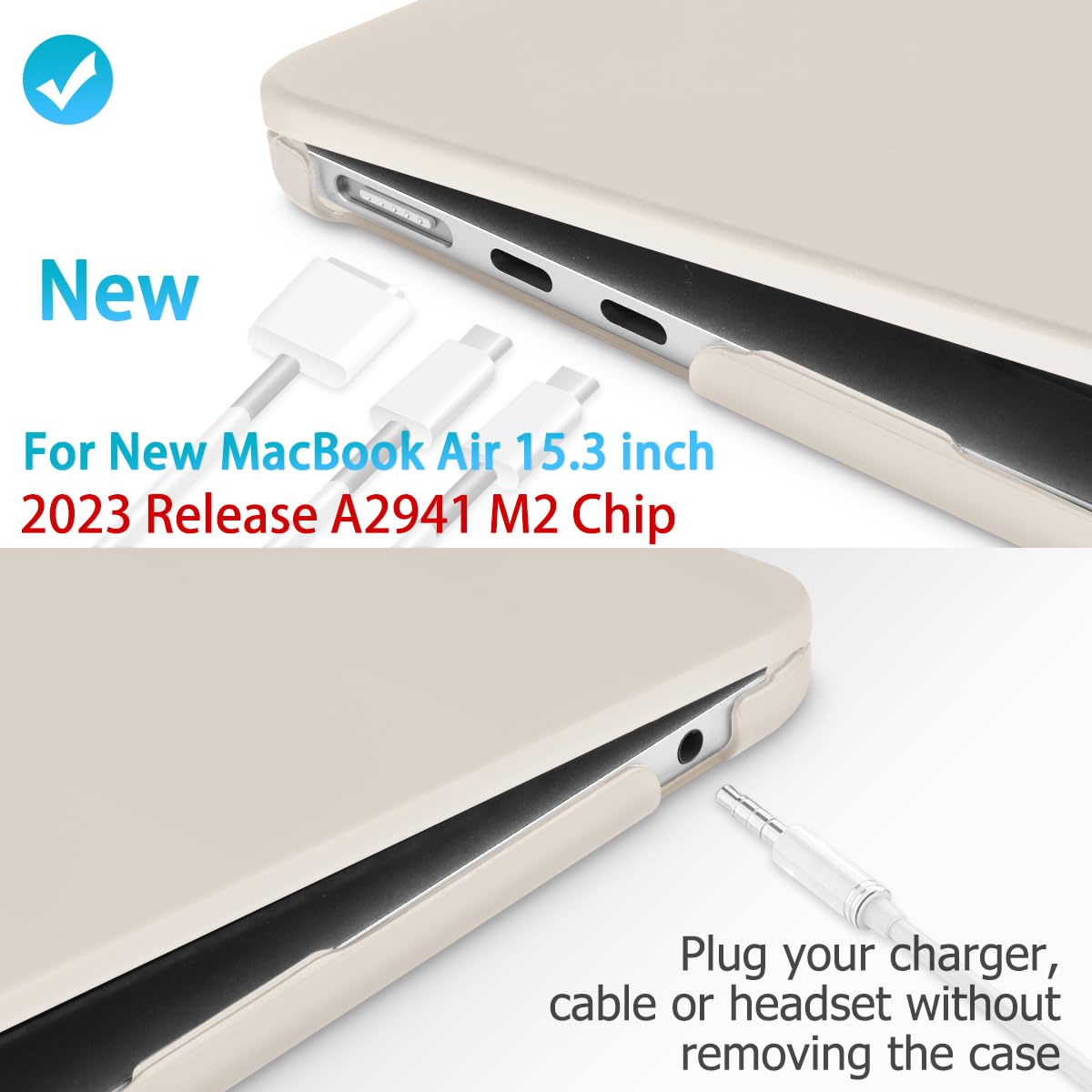 15 inch Air 2023 MacBook Air Matte Case A2941 M2 Chip Hard Shell Case Keyboard Cover Grey V324-15AIR-A2941-GREY