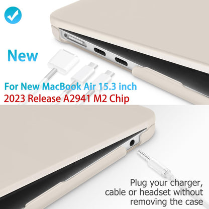 15 inch Air 2023 MacBook Air Matte Case A2941 M2 Chip Hard Shell Case Keyboard Cover Grey V324-15AIR-A2941-GREY