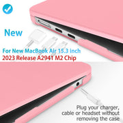 15 inch Air 2023 MacBook Air Matte Case A2941 M2 Chip Hard Shell Case Keyboard Cover Pink V324-15AIR-A2941-PINK