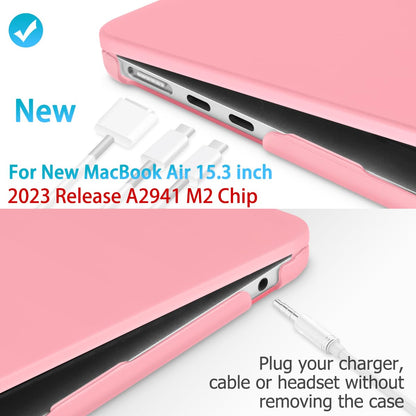 15 inch Air 2023 MacBook Air Matte Case A2941 M2 Chip Hard Shell Case Keyboard Cover Pink V324-15AIR-A2941-PINK