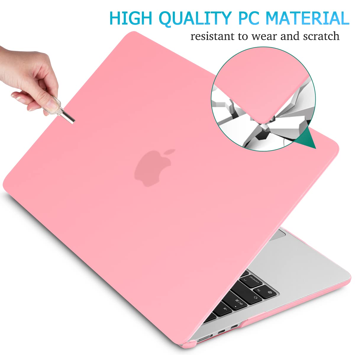15 inch Air 2023 MacBook Air Matte Case A2941 M2 Chip Hard Shell Case Keyboard Cover Pink V324-15AIR-A2941-PINK