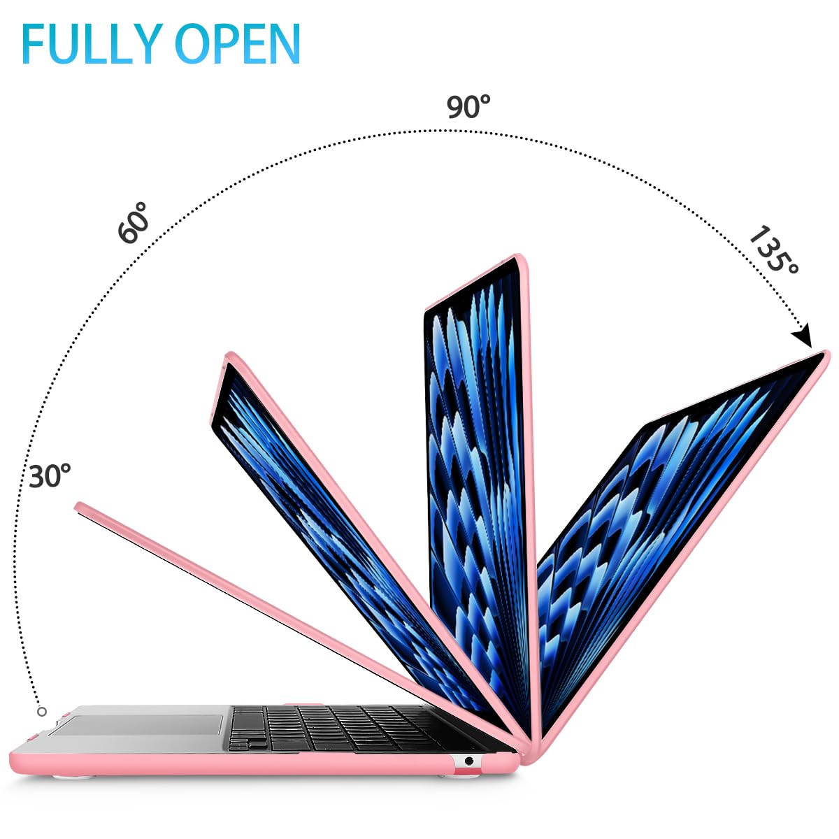 15 inch Air 2023 MacBook Air Matte Case A2941 M2 Chip Hard Shell Case Keyboard Cover Pink V324-15AIR-A2941-PINK