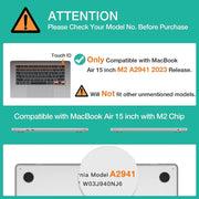 15 inch Air 2023 MacBook Air Matte Case A2941 M2 Chip Hard Shell Case Keyboard Cover Wine Red V324-15AIR-A2941-WR