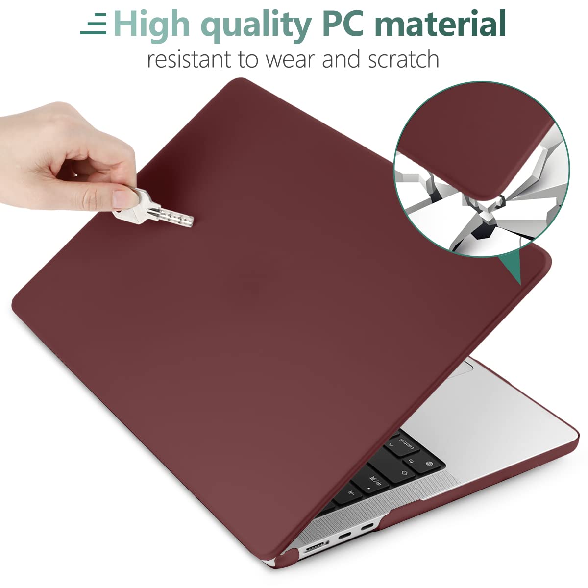 15 inch Air 2023 MacBook Air Matte Case A2941 M2 Chip Hard Shell Case Keyboard Cover Wine Red V324-15AIR-A2941-WR