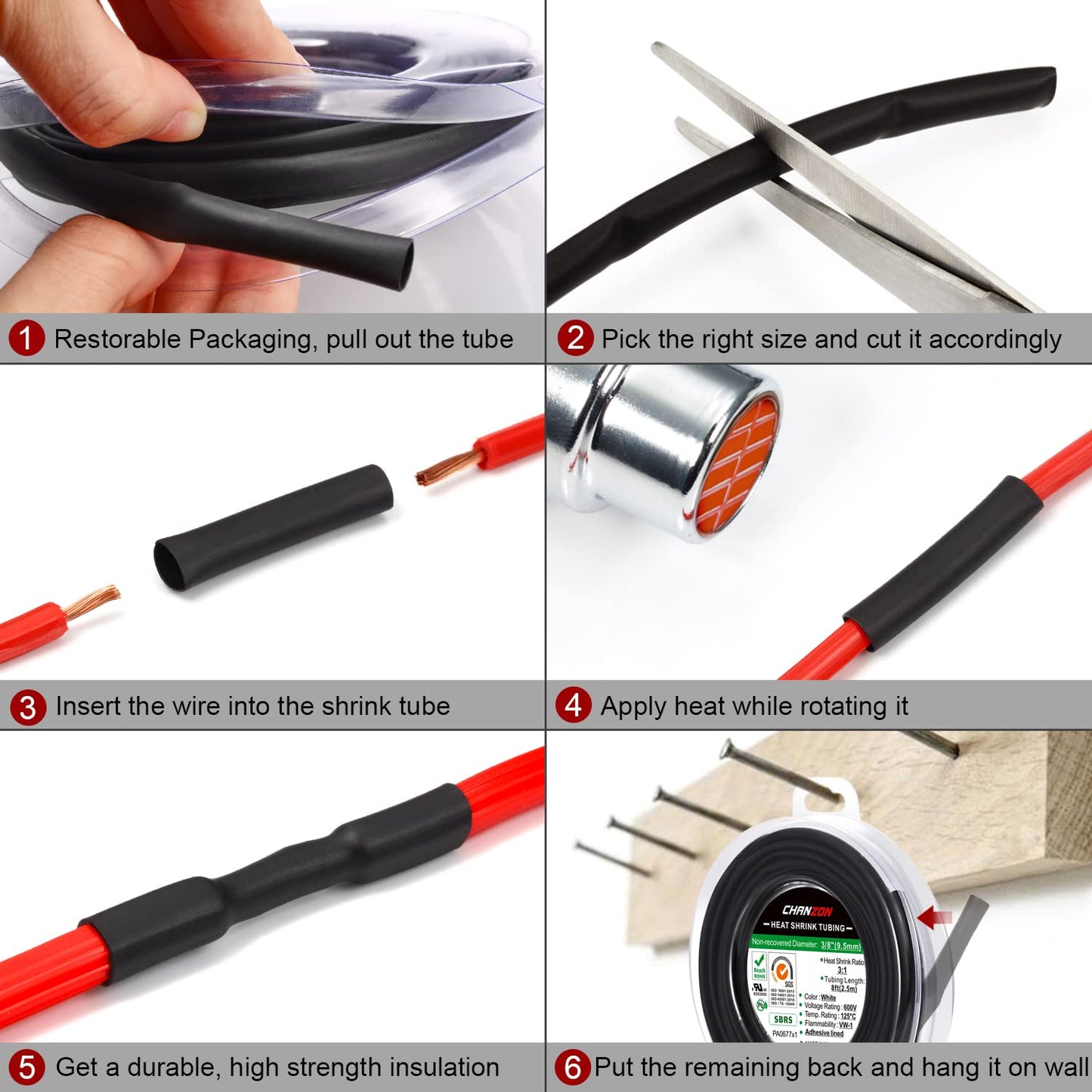 2m Polyolefin Shrink Tube 5/8" (16mm) 2:1 Ratio Heat Shrink Tubing Sleeving Wrap Shrinking V324-16MM-HTSHRINKBK-2M