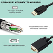 1.8M Display Port DP Male To VGA/M Cable Converter Connector Adaptor V324-18-DPVGA