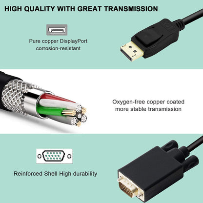 1.8M Display Port DP Male To VGA/M Cable Converter Connector Adaptor V324-18-DPVGA