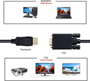 1.8M Display Port DP Male To VGA/M Cable Converter Connector Adaptor V324-18-DPVGA