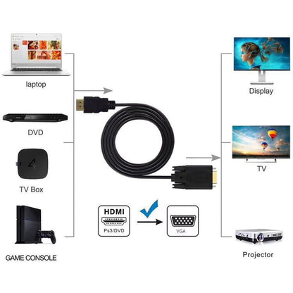 1.8M 6 Feet HDMI Male to VGA Male Cable for Computer, Laptop, PC, Monitor ETC V324-18HDMIVGA