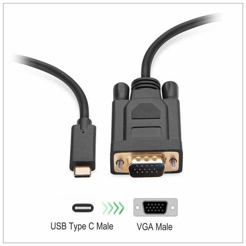 1.8M Type C USB-C Thunderbolt 3 to VGA Cable Male to Male Converter for MacBook V324-18TCVGA