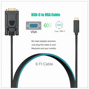 1.8M Type C USB-C Thunderbolt 3 to VGA Cable Male to Male Converter for MacBook V324-18TCVGA