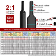 2m Polyolefin Shrink Tube 1/24" (1mm) 2:1 Ratio Heat Shrink Tubing Sleeving Wrap Shrinking V324-1MM-HTSHRINKBK-2M