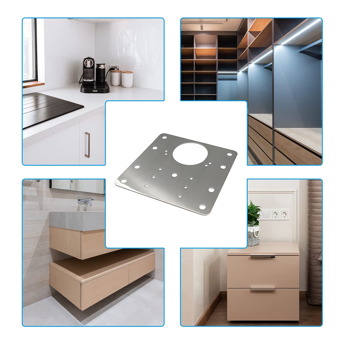 1 Pcs Kitchen Cupboard Door Cabinet Hinges Repair Plate Brackets Kit Fixing Screws V324-1X-HINGEPLATE