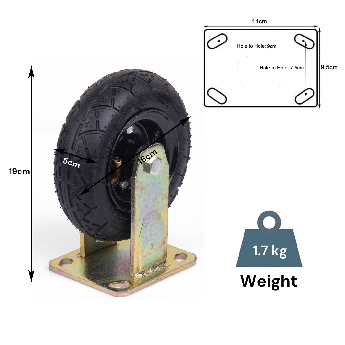 6 Inch Fixed Castor Caster Pneumatic Tyres Tyre Wheel Trolley Cart Wheelbarrow V324-1X6ININFTYRE-FX