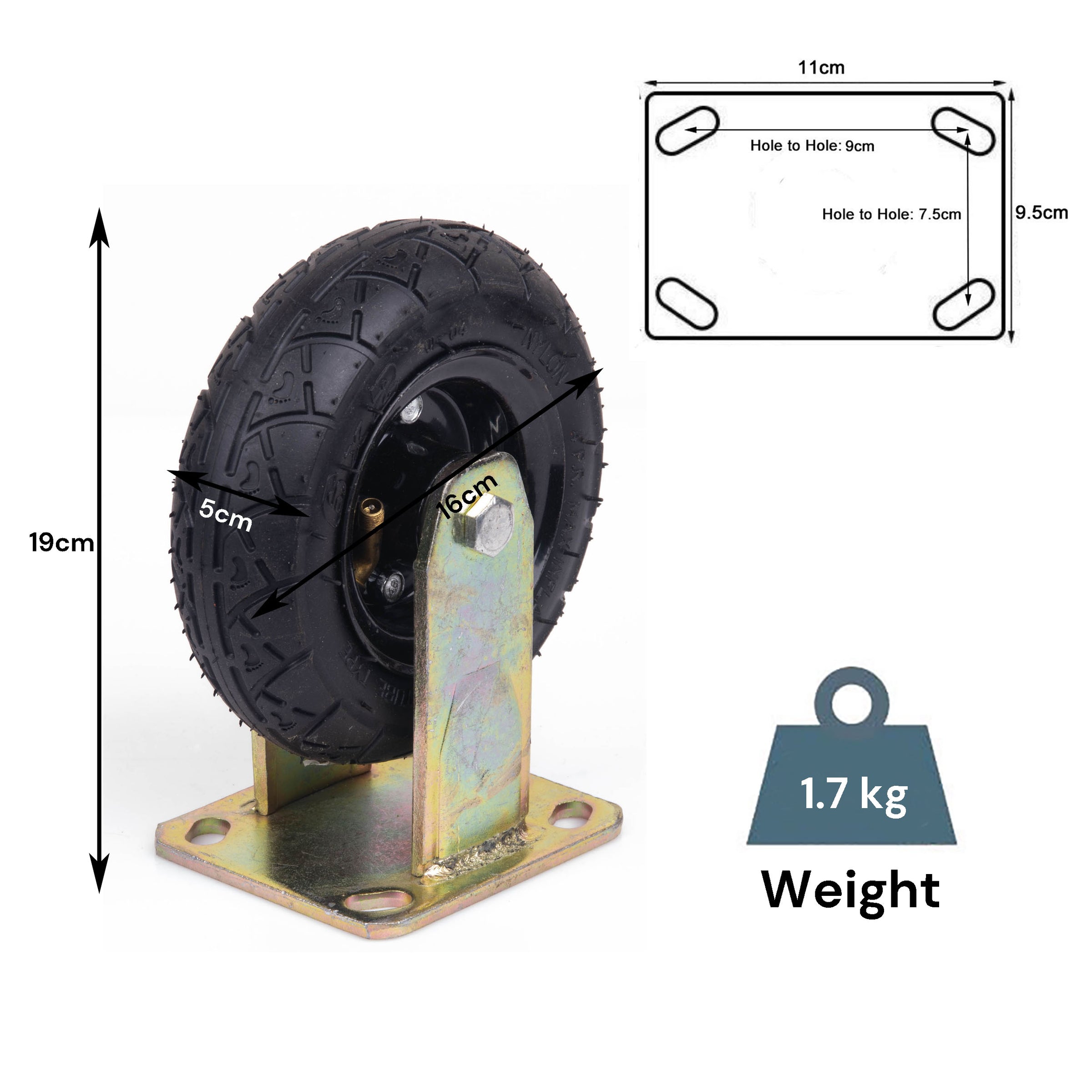 6 Inch Fixed Castor Caster Pneumatic Tyres Tyre Wheel Trolley Cart Wheelbarrow V324-1X6ININFTYRE-FX