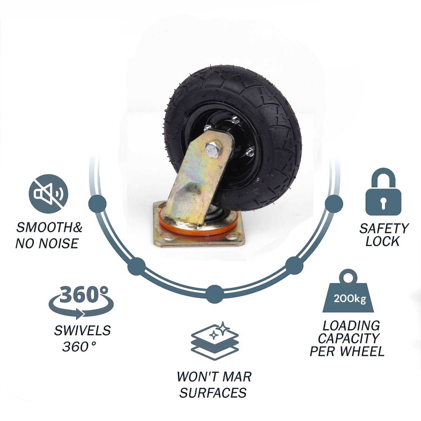 6 Inch Swivel Castor Caster Pneumatic Tyres Tyre Wheels Trolley Cart Wheelbarrow V324-1X6ININFTYRE-SW