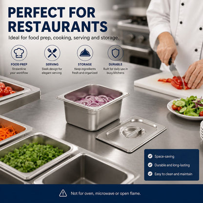 Commercial Stainless Steel GN 2/3 100mm Deep Gastronorm Bain Marie Buffet Steam Table Food Pan