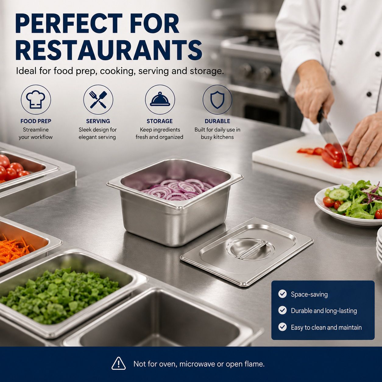 Commercial Stainless Steel GN 2/3 150mm Deep Gastronorm Bain Marie Buffet Steam Table Food Pan