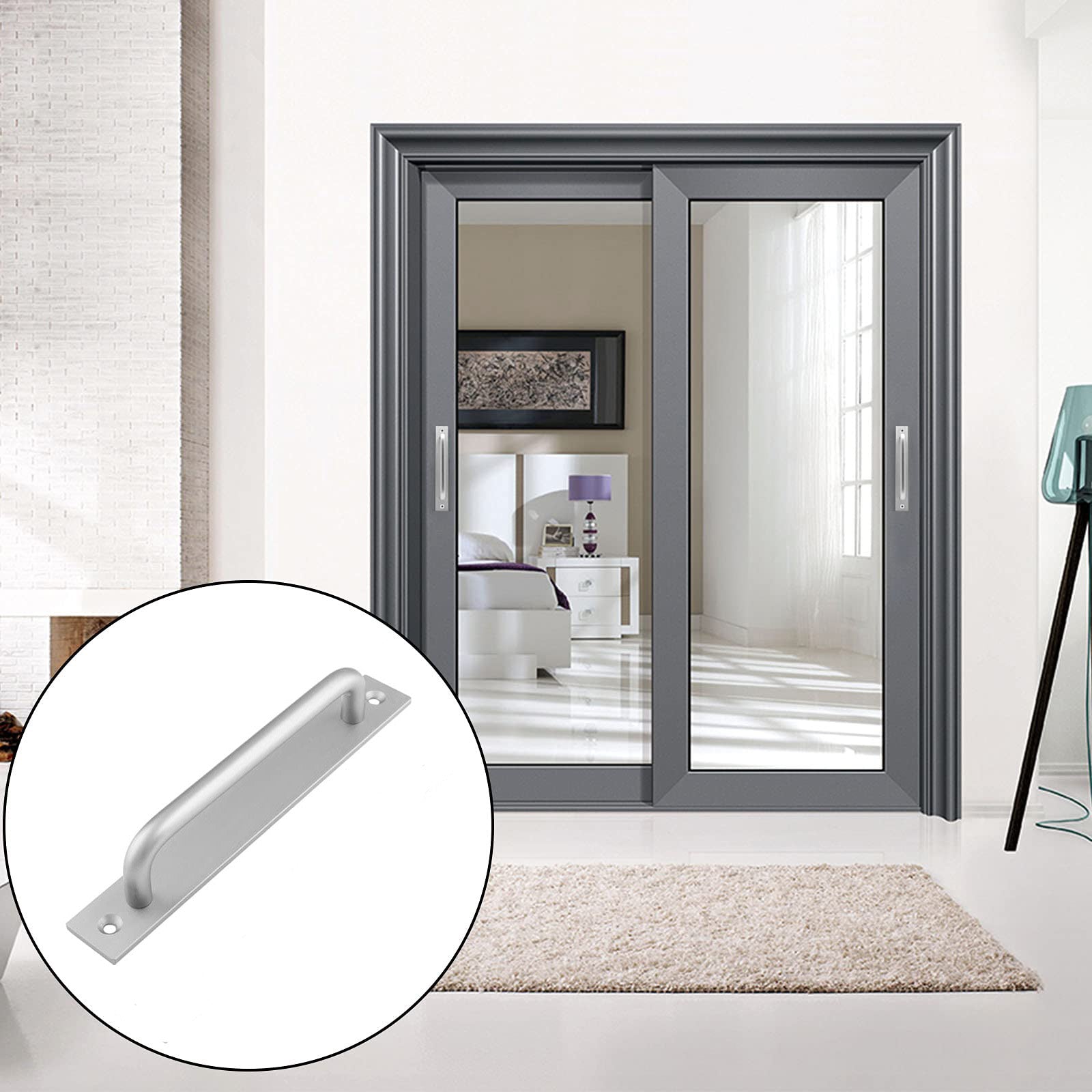 Barn Door Handle Sliding Pull Cabinet Door Handles Drawer knobs Kitchen Handles Silver V324-206SI-192