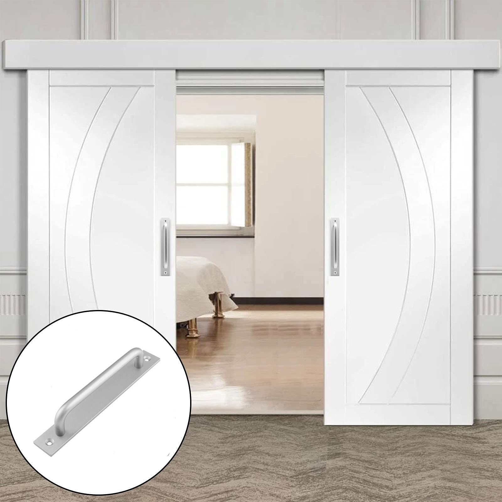 Barn Door Handle Sliding Pull Cabinet Door Handles Drawer knobs Kitchen Handles Silver V324-206SI-192