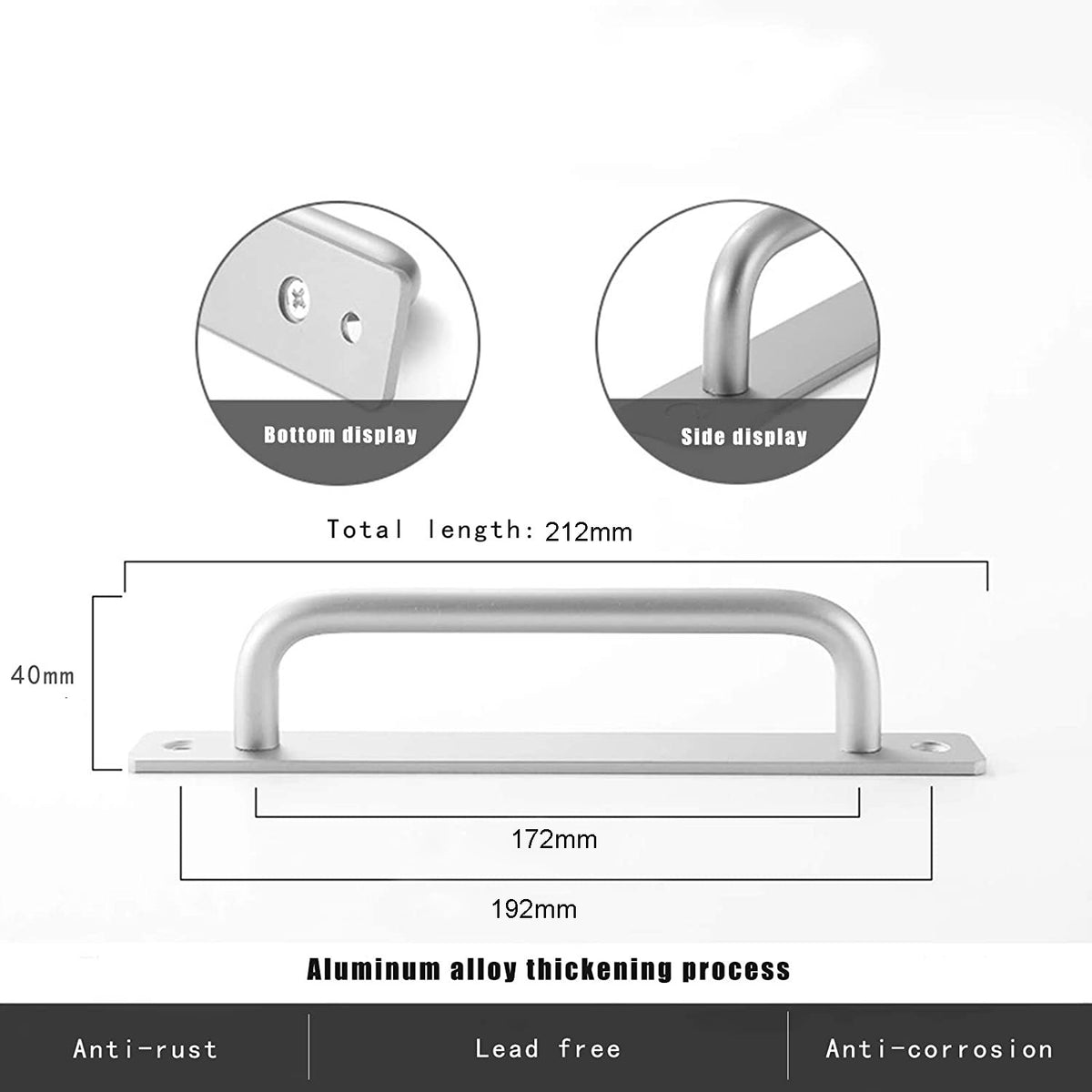 Barn Door Handle Sliding Pull Cabinet Door Handles Drawer knobs Kitchen Handles Silver V324-206SI-192