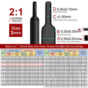 2m Polyolefin Shrink Tube 5/64" (2mm) 2:1 Ratio Heat Shrink Tubing Sleeving Wrap Shrinking V324-2MM-HTSHRINKBK-2M