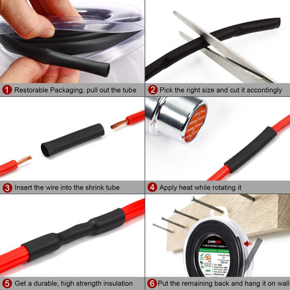 2m Polyolefin Shrink Tube 5/64" (2mm) 2:1 Ratio Heat Shrink Tubing Sleeving Wrap Shrinking V324-2MM-HTSHRINKBK-2M