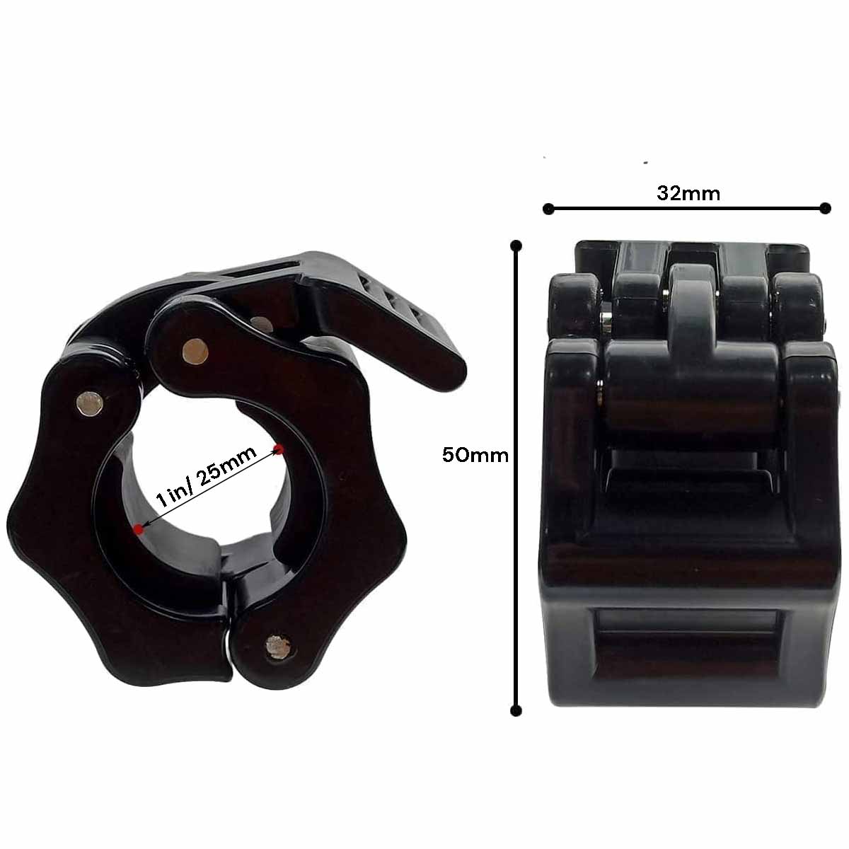 2Pcs 1in / 25mm Dumbbell Clamps Barbell Clamps Collars Clips Bar Plates Collar Clips Black V324-2XBARBCLAMP-25BK