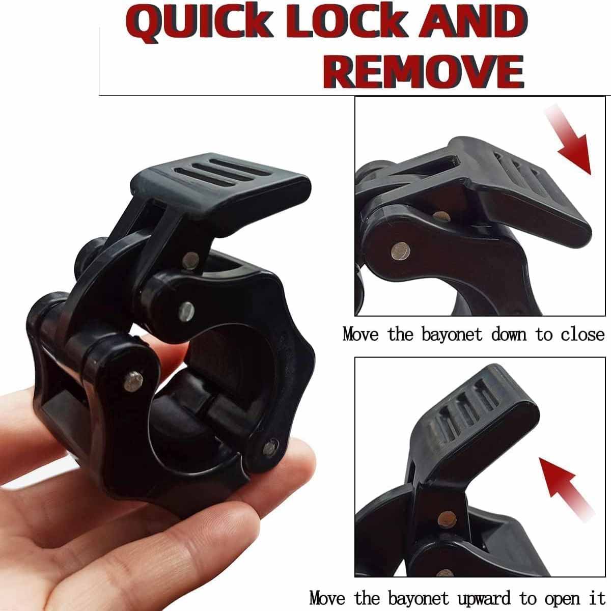 2Pcs 1in / 25mm Dumbbell Clamps Barbell Clamps Collars Clips Bar Plates Collar Clips Black V324-2XBARBCLAMP-25BK