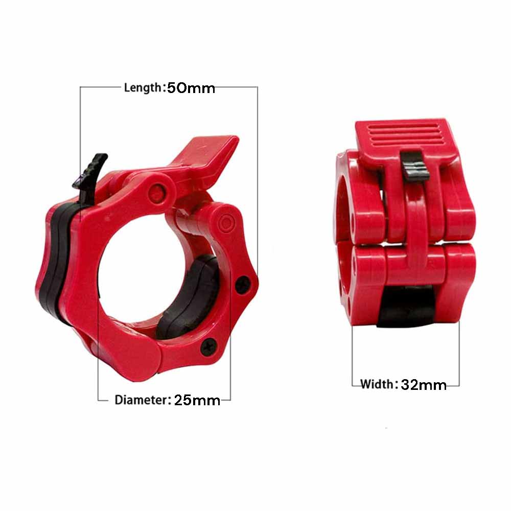 2Pcs 1in / 25mm Dumbbell Clamps Barbell Clamps Collars Clips Bar Plates Collar Clips Red V324-2XBARBCLAMP-25RD