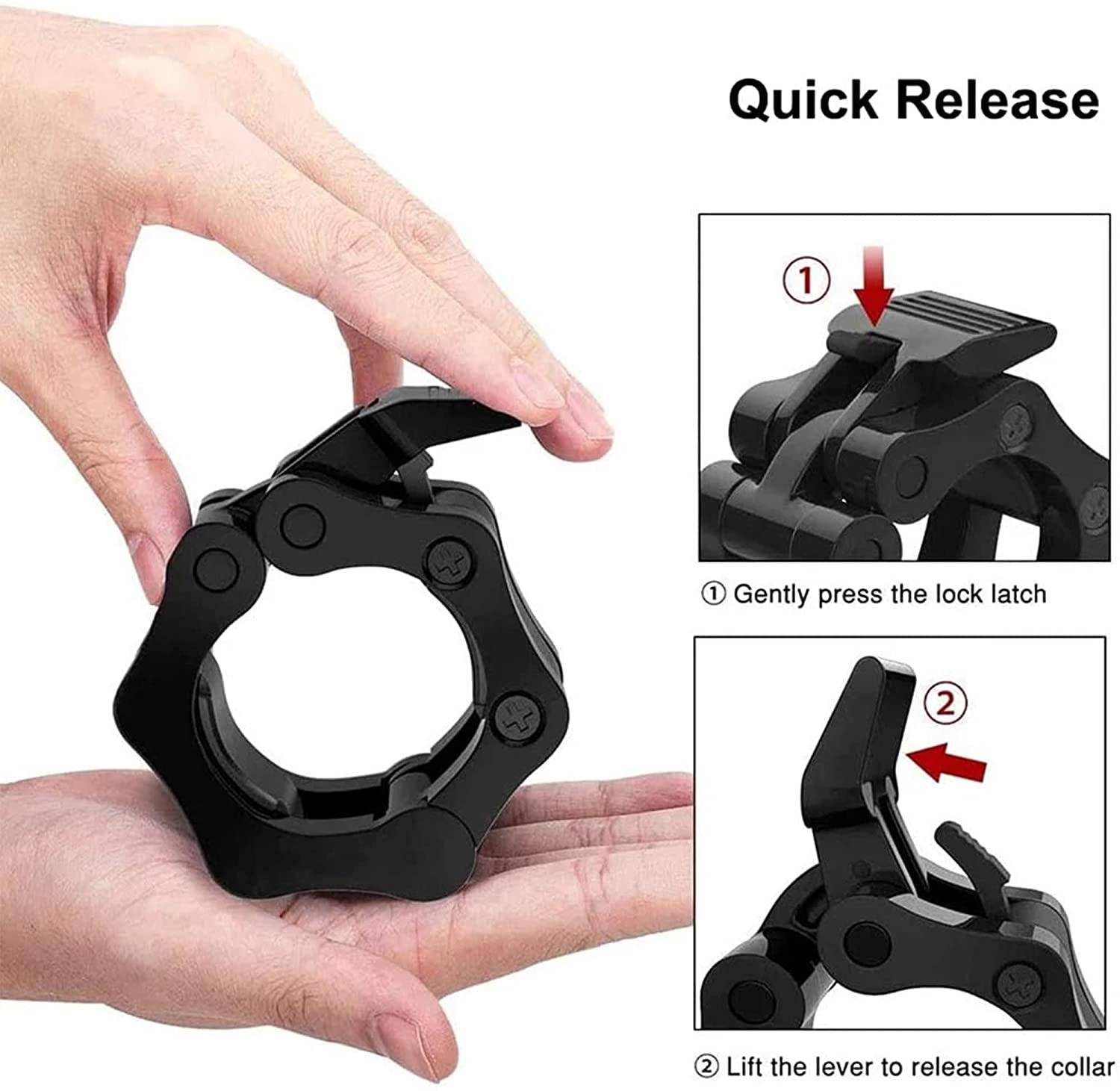 2Pcs 2in / 50mm Olympic Dumbbell Clamps Barbell Clamps Collars Clips Bar Plates Collar Clips Black V324-2XBARBCLAMP-50BK