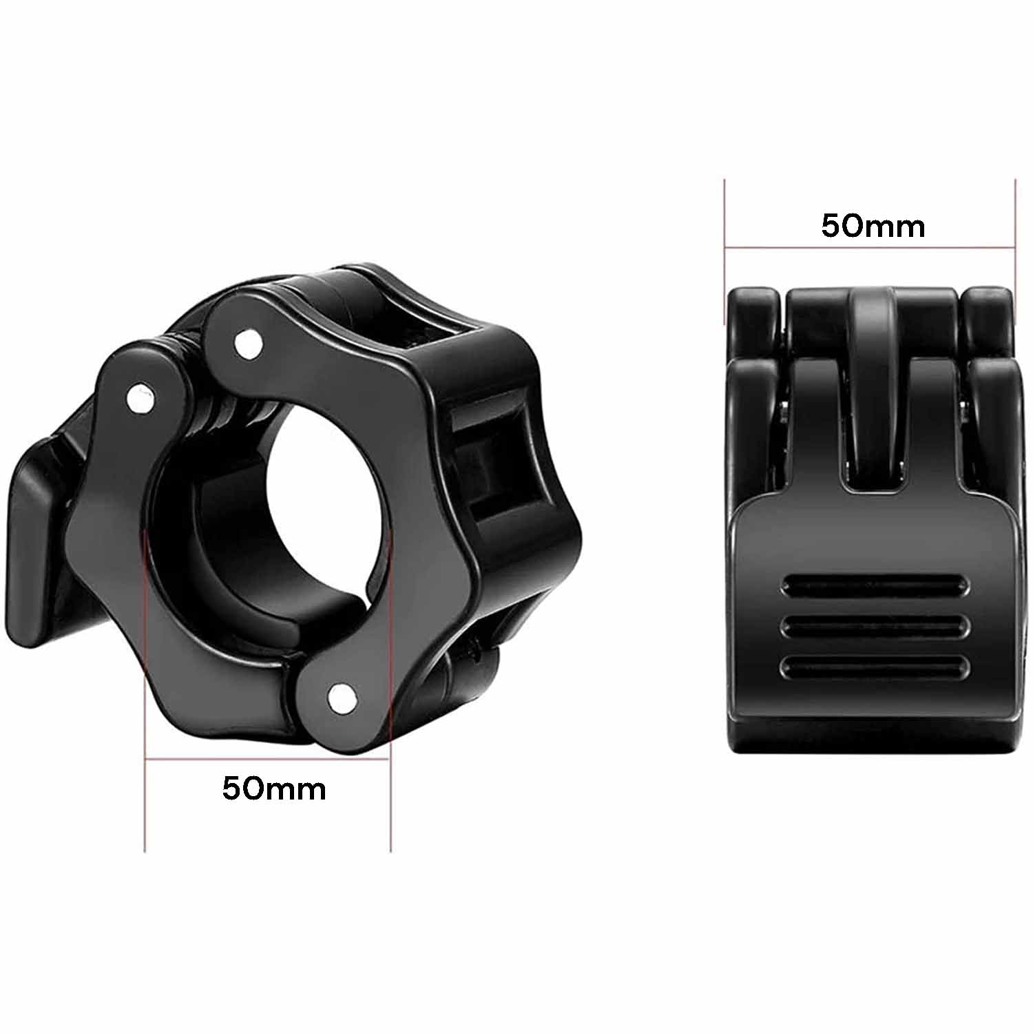 2Pcs 2in / 50mm Olympic Dumbbell Clamps Barbell Clamps Collars Clips Bar Plates Collar Clips Black V324-2XBARBCLAMP-50BK