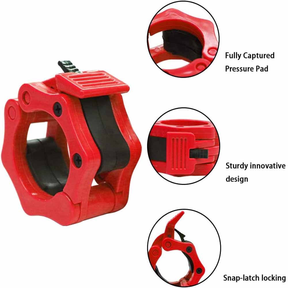 2Pcs 2in / 50mm Olympic Dumbbell Clamps Barbell Clamps Collars Clips Bar Plates Collar Clips Red V324-2XBARBCLAMP-50RD
