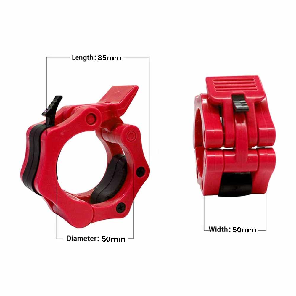 2Pcs 2in / 50mm Olympic Dumbbell Clamps Barbell Clamps Collars Clips Bar Plates Collar Clips Red V324-2XBARBCLAMP-50RD