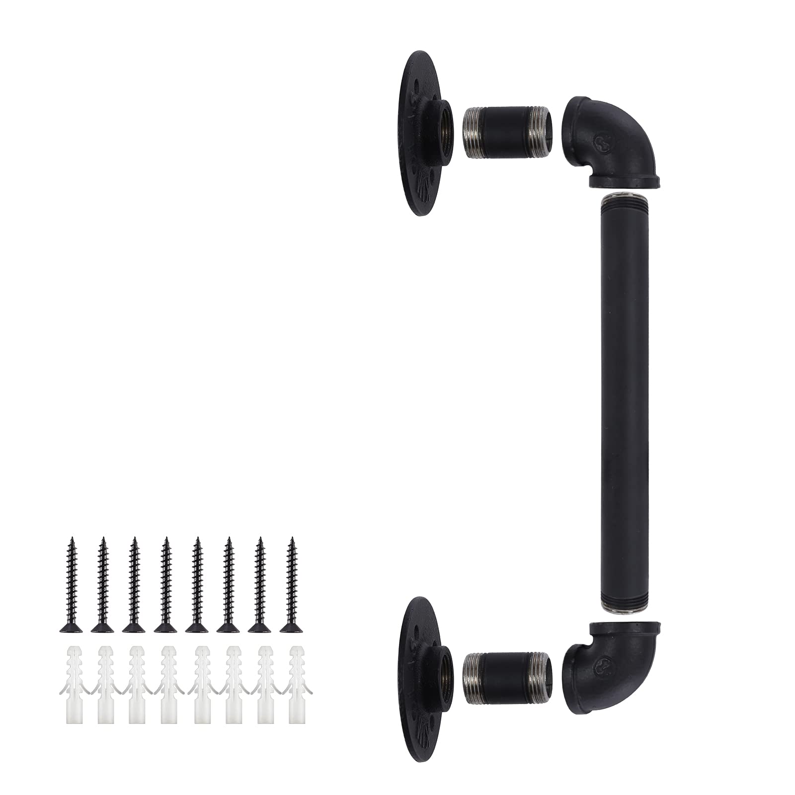 2Pcs Sliding Barn Door Handle 14 inch 36cm Industrial Pipe Door Pull Handle, Grab Bar, Towel Bar V324-2XDHANDL-36CMBK