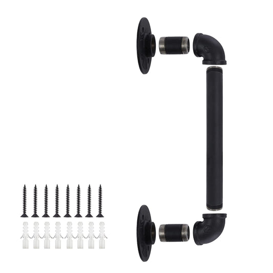 2Pcs Sliding Barn Door Handle 14 inch 36cm Industrial Pipe Door Pull Handle, Grab Bar, Towel Bar V324-2XDHANDL-36CMBK